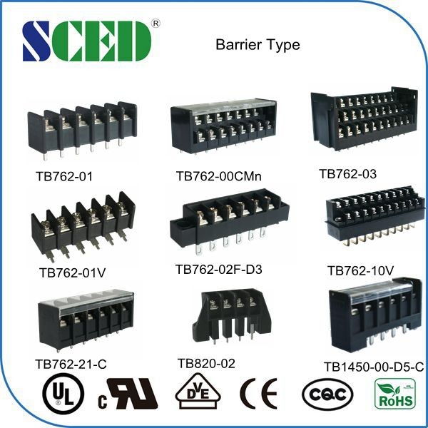 Single row barrier type terminal block 10.00mm 2-16 poles PBT for power switch
