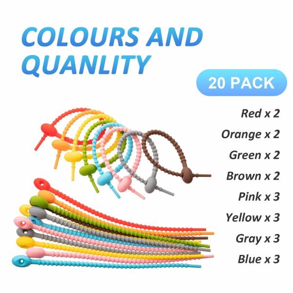 Reusable Silicone Cable Twist Ties Bread Tie Bag Sealing Clip Silicone Management Ties Cord Organizer For Car Home Offic