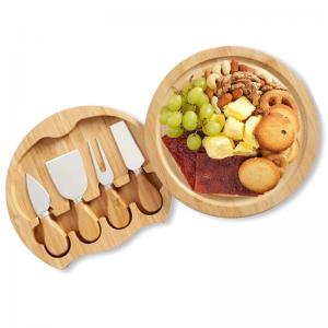 Wholesale Cheese Tools Round 21.8x4cm Bamboo Cheese Cutting Board And Knife Set from china suppliers