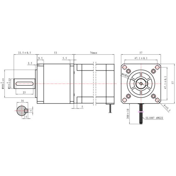 NEMA 23 Stepping Motor With Planetary Deceleration 76mm Body Reduction Ratio 5:1