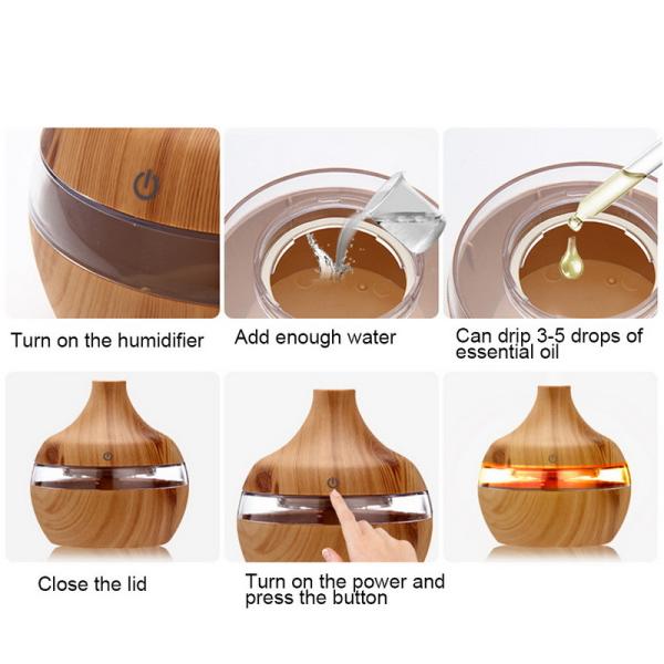 ABS 300ML 35ml/h 2W Wood Grain Aromatherapy Diffuser