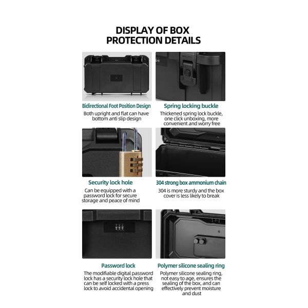 IP67 Waterproof Tool Storage Box with 304 Stainless Steel Components and Water Resistant Design