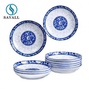China Round Blue And White Porcelain Colored Porcelain Dinnerware Plate on sale