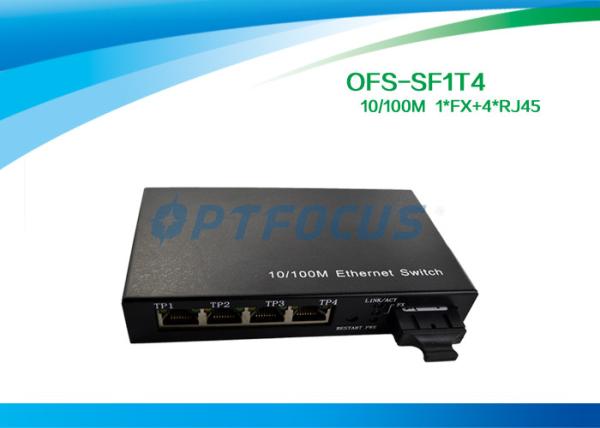 Quality Optical 4 Port Ethernet Switch 10 / 100BASE - Tx 100BASE - Fx 125×27×85 mm for sale