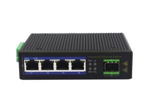 China Industrial Gigabit Ethernet Switch 5 Port DIN Rail Mountable 4 PoERJ45 +1 SFP Slot on sale