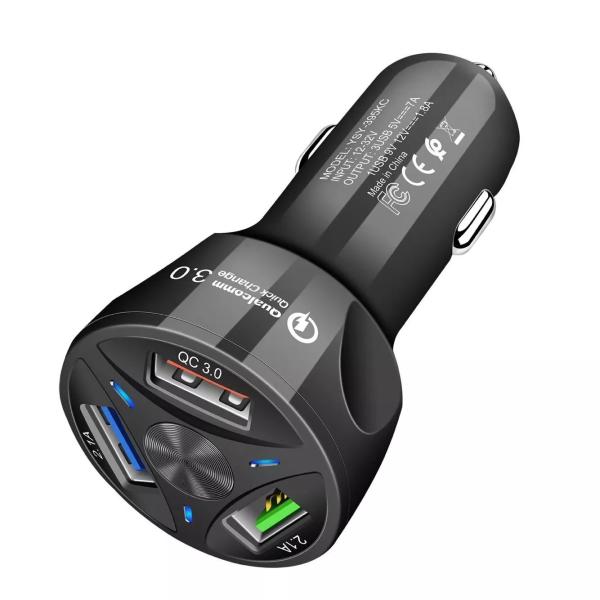 Factory Wholesale Customized new 2020 3-port New Arrival fast charge QC 3.0 smart Car Charger with 3 USB Outputs