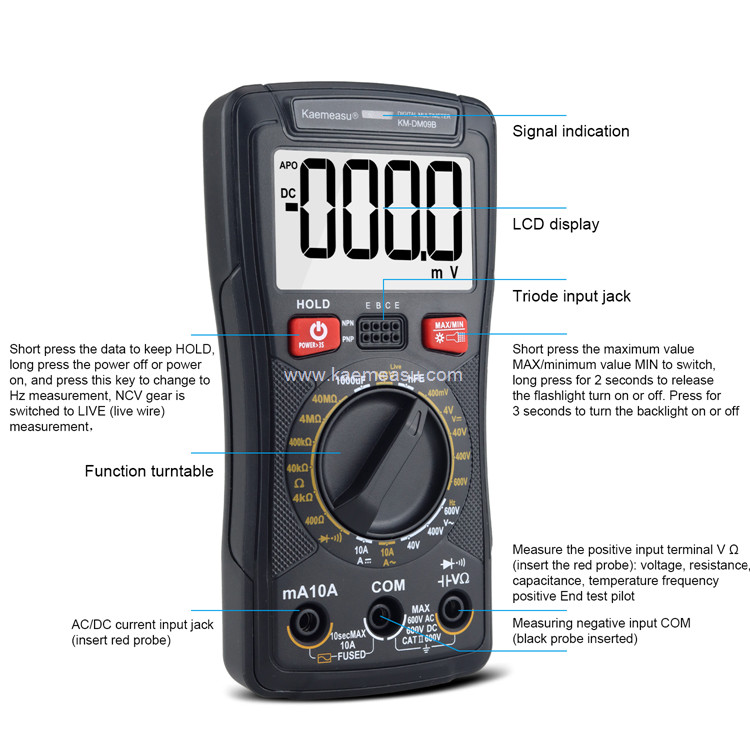 Kaemeasu 09B NCV Capacitance Resistance Voltmeter Digital Multimetro Clamp Meter