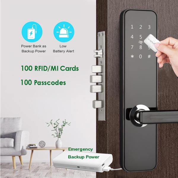 Quality Aluminium Alloy Keypad Smart Door Lock For Front Door NFC Card Unlock for sale
