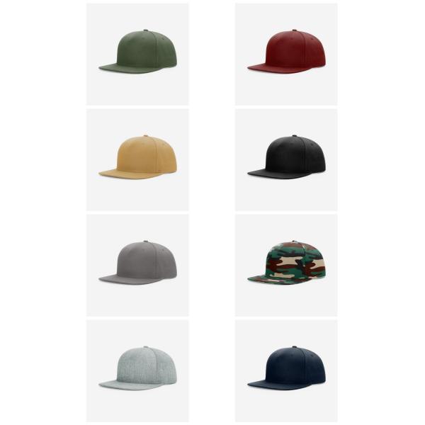 Custom Front Snapback 5 Panel Hats Flat Peak Medium Profile Snapback