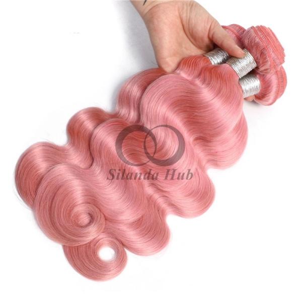 Pink Body Wave Remy Human Hair Bundles Sew In Weave Bundles Brazilian Bundle Deals