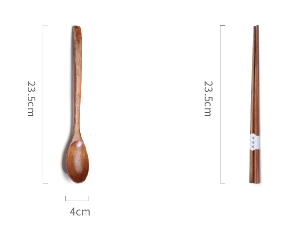 Restaurant Reusable Wooden Cutlery Set 23.5Cm Wrapped Spoon And Chopstick Set