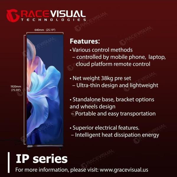 IP Series Indoor LED Poster Display – P2.5mm, 3840Hz Refresh Rate, WiFi Control, Standalone or Linked Use