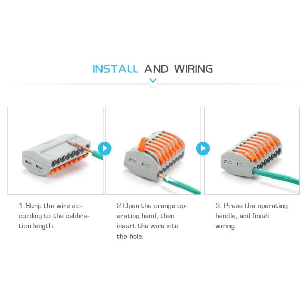 222-415 Gray Housing Push In Fast Electrical Wire Connectors Wire Compact Splicing High Quality