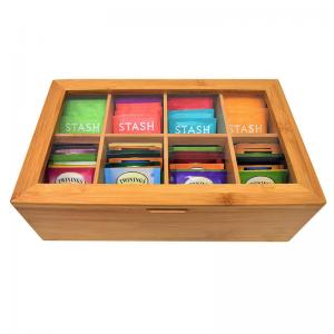 Wholesale 8 Compartments Hinged Wooden Storage Box Bamboo Tea Box Storage Organizer from china suppliers
