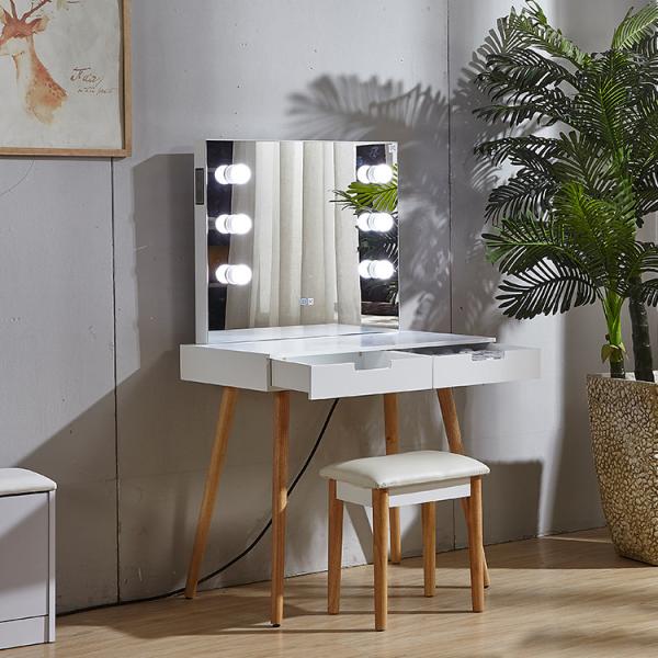 Quality NC Hand Painting E1 MDF Panel Vanity Makeup Table With Bluetooth for sale