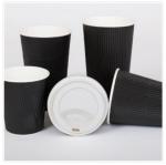 PE Coating Ripple Hot Cups , Heat Insulated Ripple Paper Coffee Cups