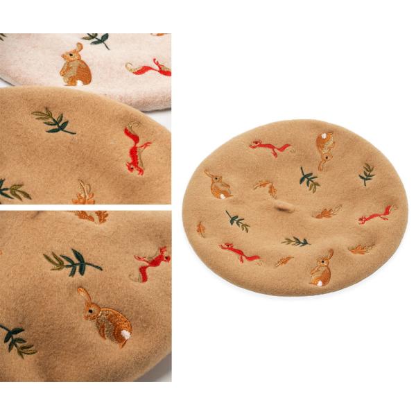 Solid Color Military Wool Beret Cap For Women With Embroidery Patch