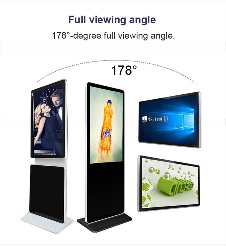 Free standing 55 inch interactive information multi touch screen advertising kiosk touchscreen monitor (Win10 or Android OS)