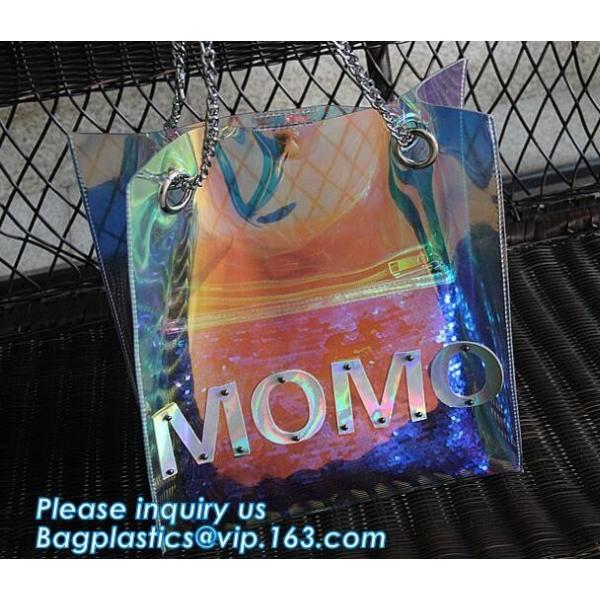 luxury handbag women chain shoulder bag clear PVC plastic tote bag, Tote Bag Clear Shoulder PVC Bag with Zipper, pac, ba