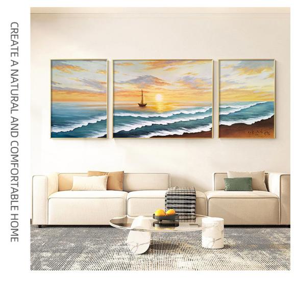Quality Modern Seascape Landscape Hand Painted Art Oil Paintings Canvas for Colorful Textured Home Decor 6 Color Print Method for sale