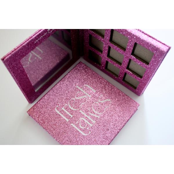 9 Holes Custom Empty Eyeshadow Palette Glitter Paper Decoration With Mirror