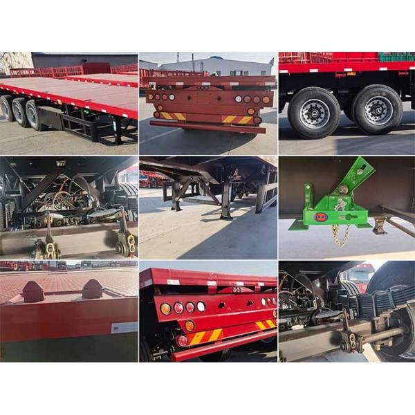 60 Tons Flatbed Truck Semi Trailer 20 / 40 FT Container Shipping 3Axles