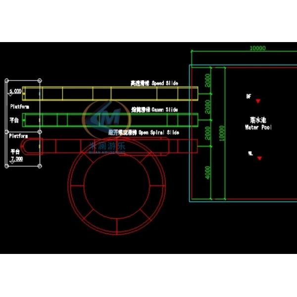 H6M Water Amusement Park Equipment Fiberglass Pool Slide For Commercial Private Use