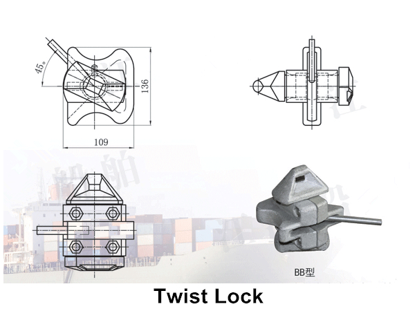 Loose Fitting On Deck Semi Automaticl Twistlocks Shipping Container Parts