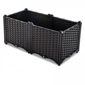 Wholesale High quality outdoor vegetable planting box square deepening plastic rattan resin planting box from china suppliers
