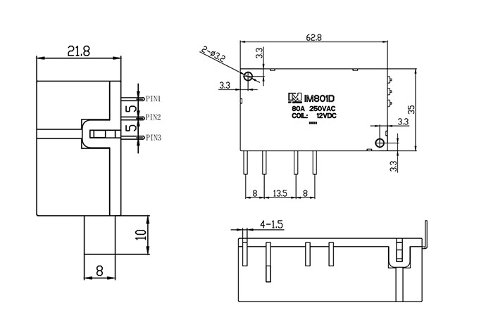 80A 9V Dual Ways Electromagnetic Latching Relay For Smart Meter