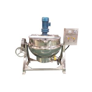 Wholesale Commercial double Steam jacket kettle gas Jacketed Kettle 200 Liter Electric Cooking Pot with Mixer agitator from china suppliers