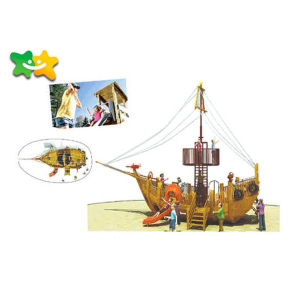 Plate Platform Childrens Wooden Climbing Frame With Slide Tube Equipment