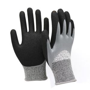 China ZM Level 5 Grade Cut Resistant Glove En 388 Grease Resistance Gloves Double Nitrile Glove Coating Oil And Water Proo on sale