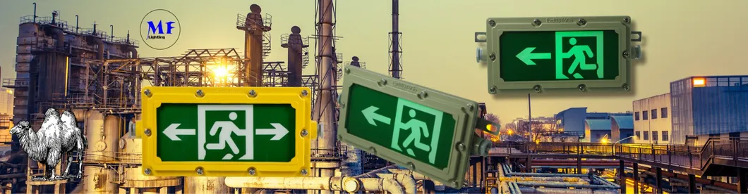 Battery Back Up Luminaries Atex LED Fireproof Exit Sign Emergency Light with IP65 Waterproof