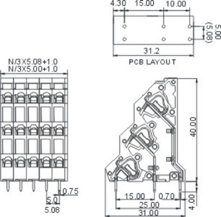 GS245H3-5.0 PCB Spring Terminal Blocks High Temperature Electric Connector