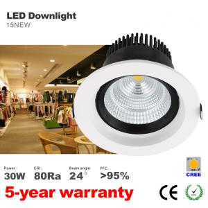 China 30W LED Downlight 140mm hole 24 degree or 60 degree beam angle CREE COB LED lamp on sale