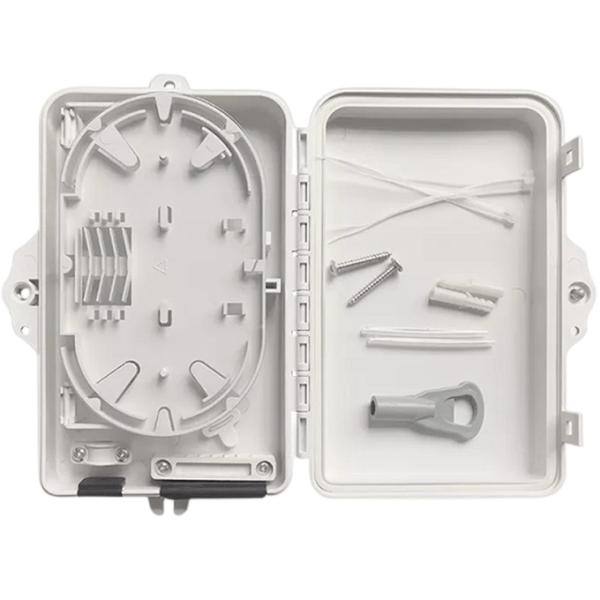 4Port Fiber Optic Terminal Box SC Simplex SM Cables White Waterproof IP-66