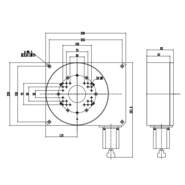 Diameter 220mm Indexing Plate Motorized Rotation Stage Load Bearing 180kg