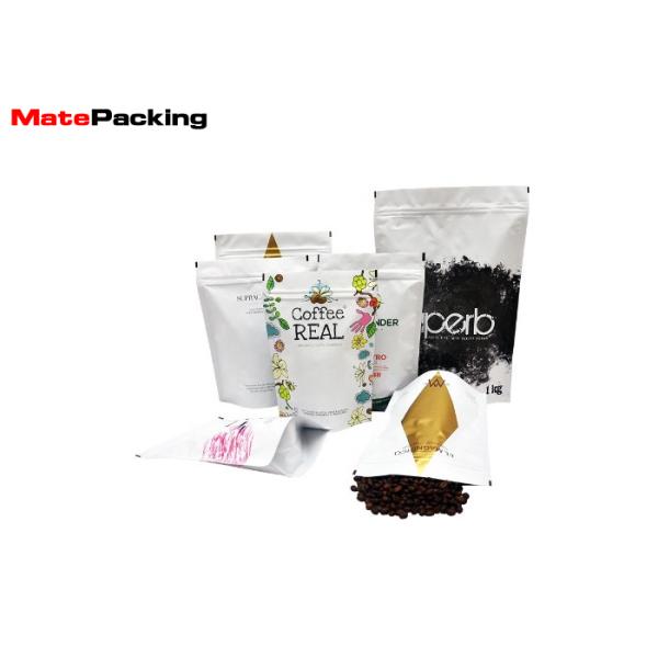 Zipper Custom Printed Stand Up Pouches Plastic Laminated Foil Coffee Bags With Valve