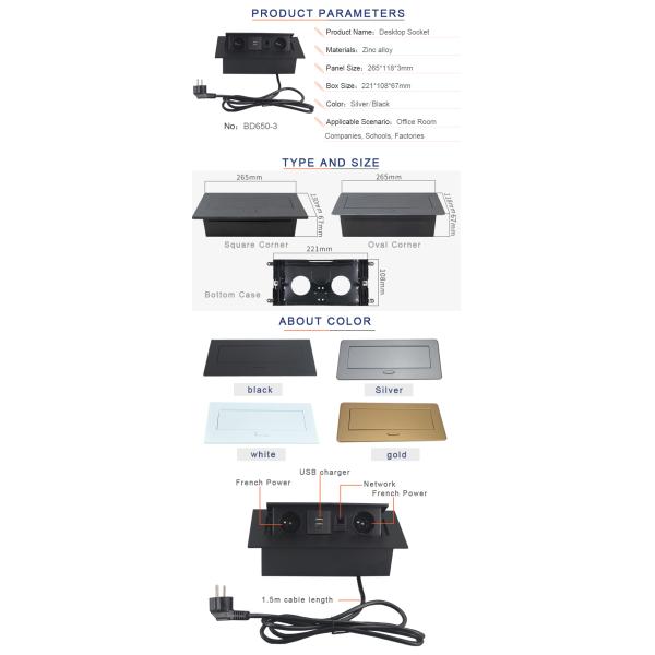 Europe popular conference pop up table power outlet with usb charger