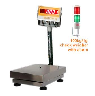 Quality Stainless steel Automatic Check Weigher IN-CWS100-1 100kg 1g RS485  With platform 300*400mm and LED Display alarm light for sale