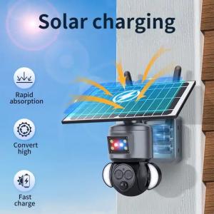China IP66 12X Zoom Solar Battery Powered Floodlight PTZ Camera Bullet Security Wifi Camera on sale