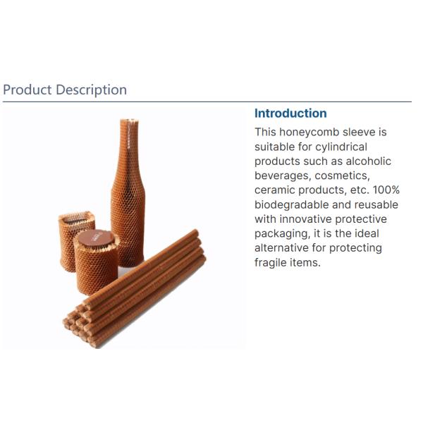 Custom Honeycomb Sleeves Recyclable Honeycomb Cushioning Wrap Flexible For Glass