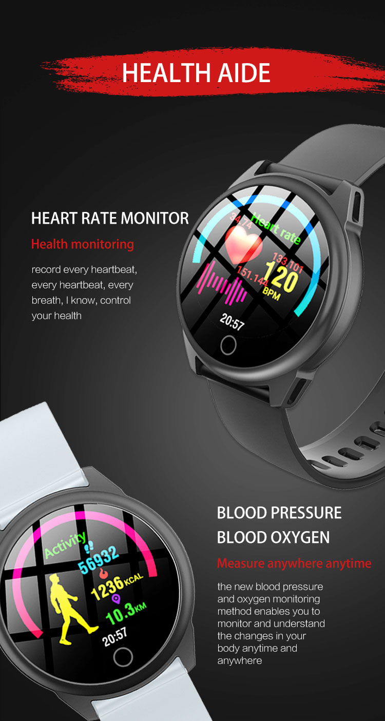IP67 GB4943 Round Shape Smartwatch With Body Temperature Sensor H10 Exercise Walking Machine