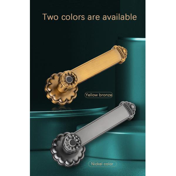 500DPI Gold Handle Type Smart Fingerprint Door Lock AAA Battery With Low Power Alarm