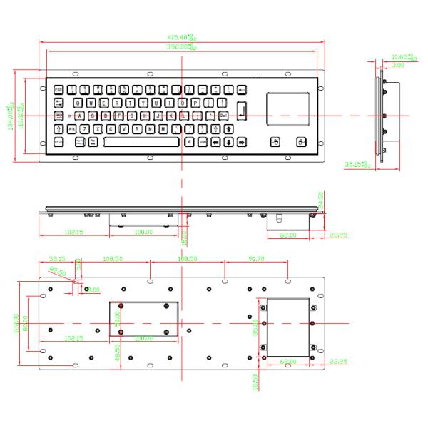 Metal Industrial Kiosk Keyboard Back Side Mounting Engraved Graphics