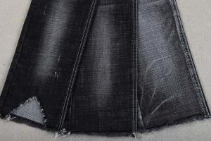 China Sulfur Black Cross Hatch Slub Stretch Cotton Lycra Denim Fabric on sale