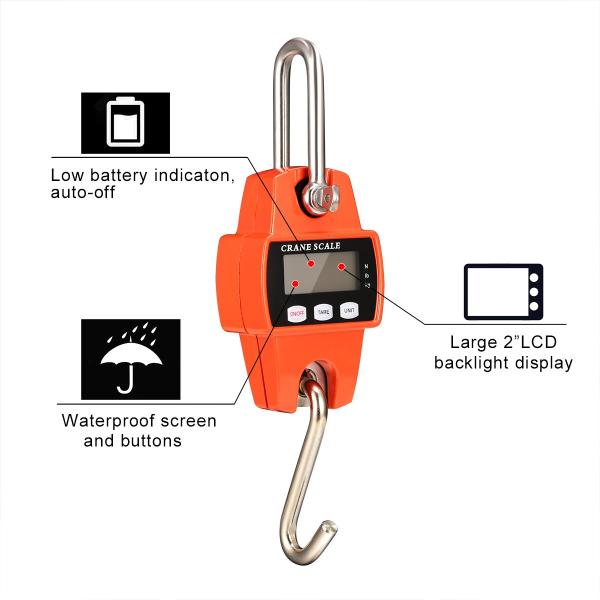 300kg Digital Crane Scale with Colourful Display and Strong ABS Stainless Steel Construction