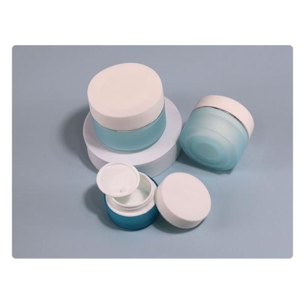 15g 20g 30g 50g Face Cream Blue Jar Matte PP Plastic Cream Jar With Golden Thread Lid