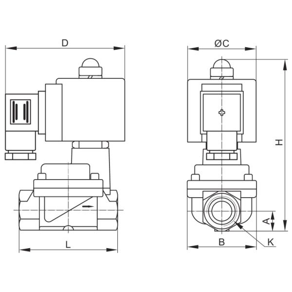 1'' 2 Way NC Piston Type Stainless Steel Solenoid Valve 24VDC 220VAC